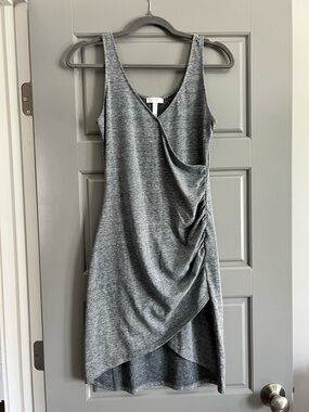 Leith Gray Sleeveless High-Low Wrap Dress